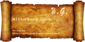 Wittenberg Géza névjegykártya
